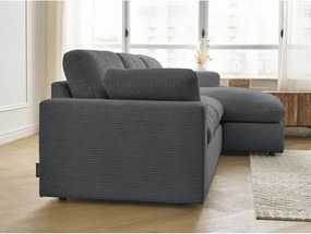 Тъмносив ъглов диван от рипсено кадифе Belair – Bobochic Paris