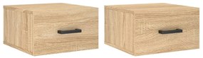 829827 vidaXL Нощни шкафчета за стенен монтаж, 2 бр, сонома дъб, 35x35x20 см