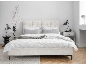 Кремаво двойно легло тапицирано с включена подматрачна рамка 140x200 cm Eve – Miuform