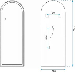 Огледало LED Orbit 60x170cm Brush Gold