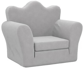 357053 vidaXL Детско диванче, светлосиво, мек плюш