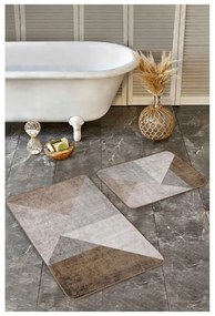 Сиви-кафяви кадифени килими за баня в комплект от 2 бр. 60x100 cm – Mila Home