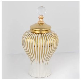 Керамичен буркан 35x17,5 см златист/бял