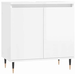 831574 vidaXL Шкаф за баня, бял гланц, 58x33x60 см, инженерно дърво
