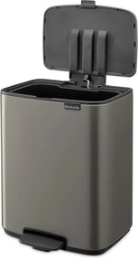 Кош за боклук Brabantia Bo Pedal 1010128, 12 л, Леко затваряне, Противоплъзгаща основа, Платинено сив