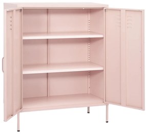 336166 vidaXL Шкаф за съхранение, розов, 80х35х101,5 см, стомана