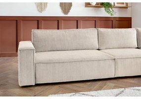 Кремав ъглов диван от велур, десен ъгъл Nihad modular - Bobochic Paris