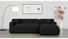 Черен ъглов диван от рипсено кадифе (десен ъгъл) Martin – Ropez