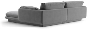 Светлосив кадифен ъглов диван (ляв ъгъл) Torino – Micadoni