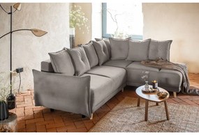 Светлокафяв велурен разтегателен диван (десен ъгъл) Lazy Lukka - Miuform