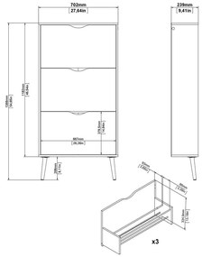 Шкаф за обувки в дъбов декор Oslo - Tvilum