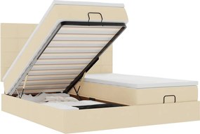 3314546 vidaXL Османска легло с матраци и LED, кремаво, 180x200 см, плат