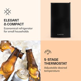 Klarstein Alleinversorger, черен, хладилник, 91 л, клас F, 2 етажа на фризерното отделение
