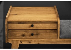 Пейка с чекмеджета от дъбова дървесина със светлосива седалка Retro - The Beds