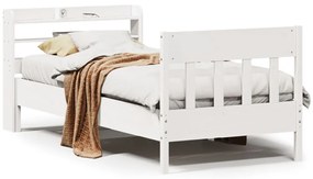 3307015 vidaXL Рамка за легло без матрак, бял, 90x200 см, бор масив