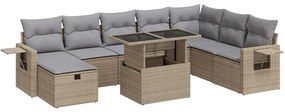 3327879 vidaXL Градински комплект диван с възглавници 9 части бежов полиратан