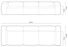 Сиво-син диван от рипсено кадифе 364 cm Bergano – Cosmopolitan Design