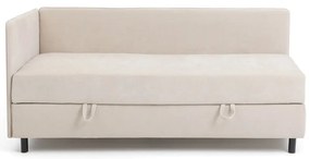 Бежово единично легло тапицирано с място за съхранение с включен матрак 90x200 cm Avela – Bonami Selection