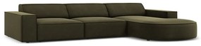 Ъглов диван от зелено кадифе (десен ъгъл) Jodie - Micadoni Home