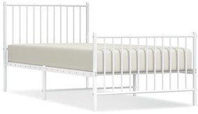 350942 vidaXL Метална рамка за легло с горна и долна табла, бяла, 90x200 см