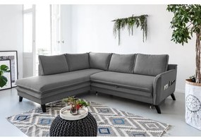 Сив ъглов разтегателен диван ляв ъгъл, Charming Charlie - Miuform