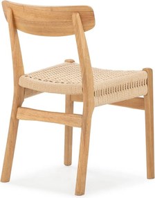 Трапезни столове в комплект 2 бр. от масивно каучуково дърво в естествен цвят Biel – MOME