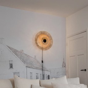 Ориенталски стенен аплик бамбук 50 см с щепсел - Rina