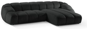 Черен ъглов диван (десен ъгъл) Diana – Micadoni