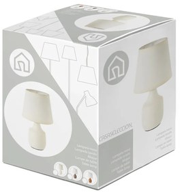 Бяло-кафява керамична настолна лампа с текстилен абажур (височина 24 cm) - Casa Selección