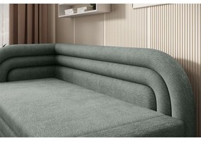 Зелен шенилов сгъваем/с място за съхранение диван ляв ъгъл 223 cm Fabillo – ELTAP