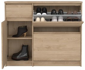 Накланяща се стойка за обувки от дъбов декор в естествен цвят 109x93x32 cm Naia – Tvilum