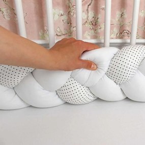 BLOSSOM Плетен обиколник 330 см БЯЛ/ТЪМНО СИНИ ТОЧКИ