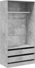 800607 vidaXL Гардероб, бетонно сиво, 100x50x200 см, ПДЧ