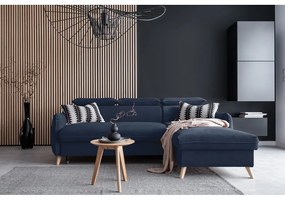 Тъмносин кадифен ъглов диван (десен ъгъл) Sweet Harmony - Miuform