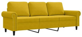 359545 vidaXL 3-местен диван, жълт, 180 см, кадифе