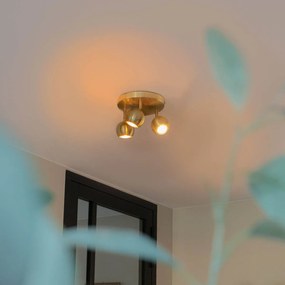 Ретро кръгъл прожектор месинг с таванна плоча 3-светлина - Gissi