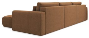 Теракотен разтегателен ъглов диван с място за съхранение (U форма) Kapua – Makamii