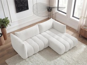 Бял ъглов диван от прежда с примки от букле (десен ъгъл) Azra – Bobochic Paris