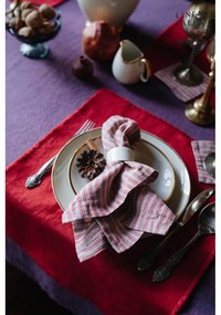 Подложки в червено-природен цвят в комплект от 4 броя - Linen Tales
