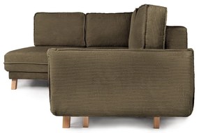 Зелен сгъваем ъглов диван от рипсено кадифе (ляв ъгъл) Tori – Bonami Selection