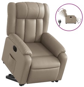 3205284 vidaXL Електрически изправящ реклайнер стол, капучино, изкуствена кожа