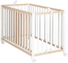 Сгъваемо детско легло на колела в бял и естествен цвят 60x120 cm Fold up - Roba