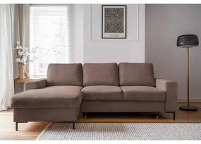 Кафяв разтегателен ъглов диван от рипсено кадифе (ляв ъгъл) Lofty Lilly – Miuform