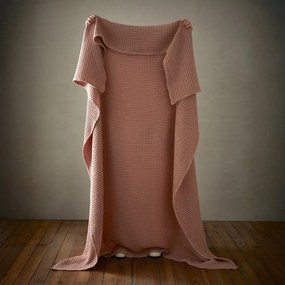 Сиво-розово памучно одеяло 150x200 cm Jaipur Chunky Waffle – Pineapple Elephant