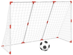 4008437 vidaXL Детска футболна врата с топки 2-в-1 бяла 184x64x124 см