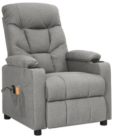 3098827 vidaXL Електрически масажен стол, светлосив, текстил