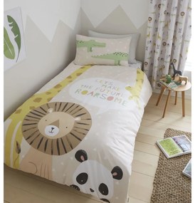 Светлокафяво единично детско спално бельо 135x200 cm Roarsome Animals – Catherine Lansfield