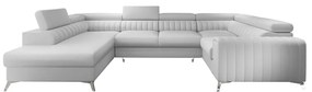 Бял сгъваем/с място за съхранение ъглов диван от изкуствена кожа (ляв ъгъл/U форма) Louis – ELTAP