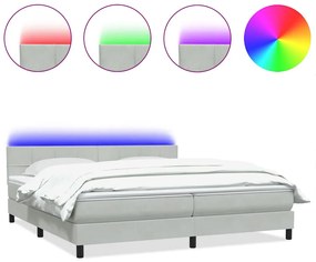 3316941 vidaXL Боксспринг легло с матрак и LED, светлосиво, 180x220 см, кадифе