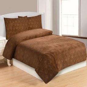Кафяво микроплюшено спално бельо за единично легло 140x200 cm - My House